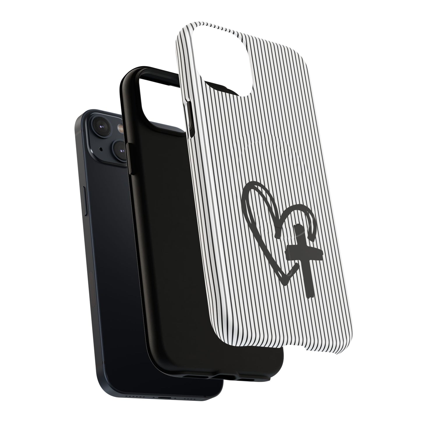 Tough Magnetic Phone Case with Heart & Cross Design, Durable Phone Cover, Unique Gift for Her, Stylish Accessory, Everyday Use