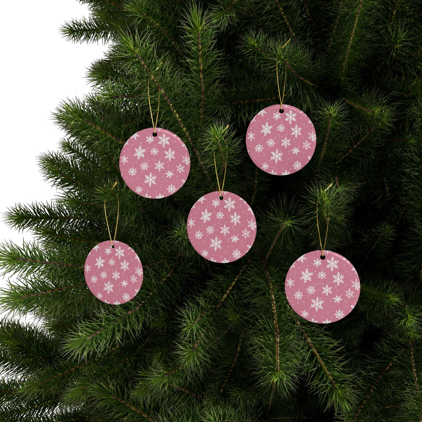 Pink Snowflake Elegance Ceramic Ornaments (1pcs, 5pcs, 10pcs, 20pcs)