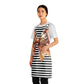 Striped Brown Bow Grilling Apron with Tie Straps (AOP).