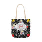 Personalized Black Composition Book Inspired Canvas Tote Bag with Colorful Straps, Cute School Bag, Eco-Friendly Tote, Back to School Shopping Bag, Teacher Gift Idea