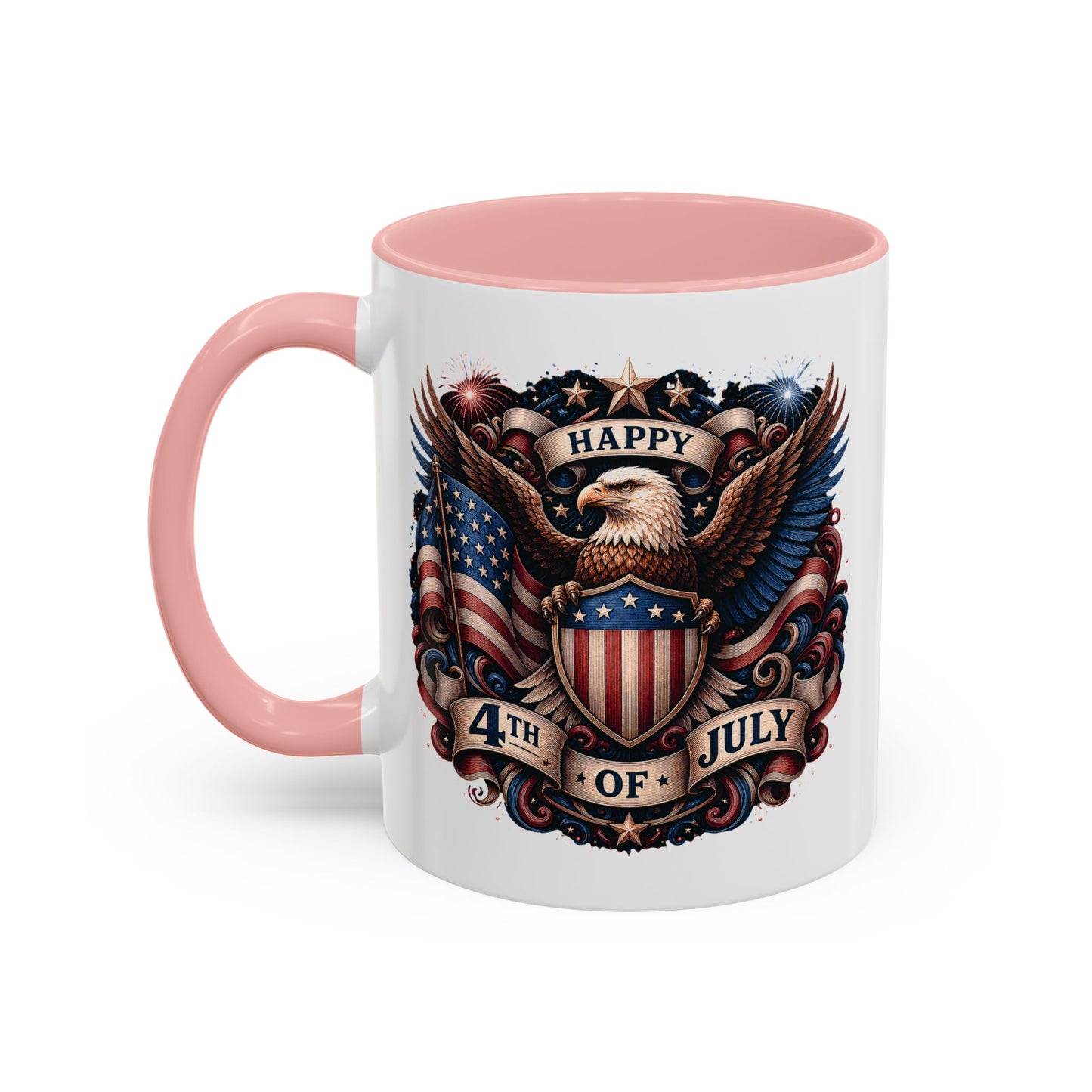 4th of July Eagle Coffee Mug — Patriotic American Flag Accent Mug (11/15oz)
