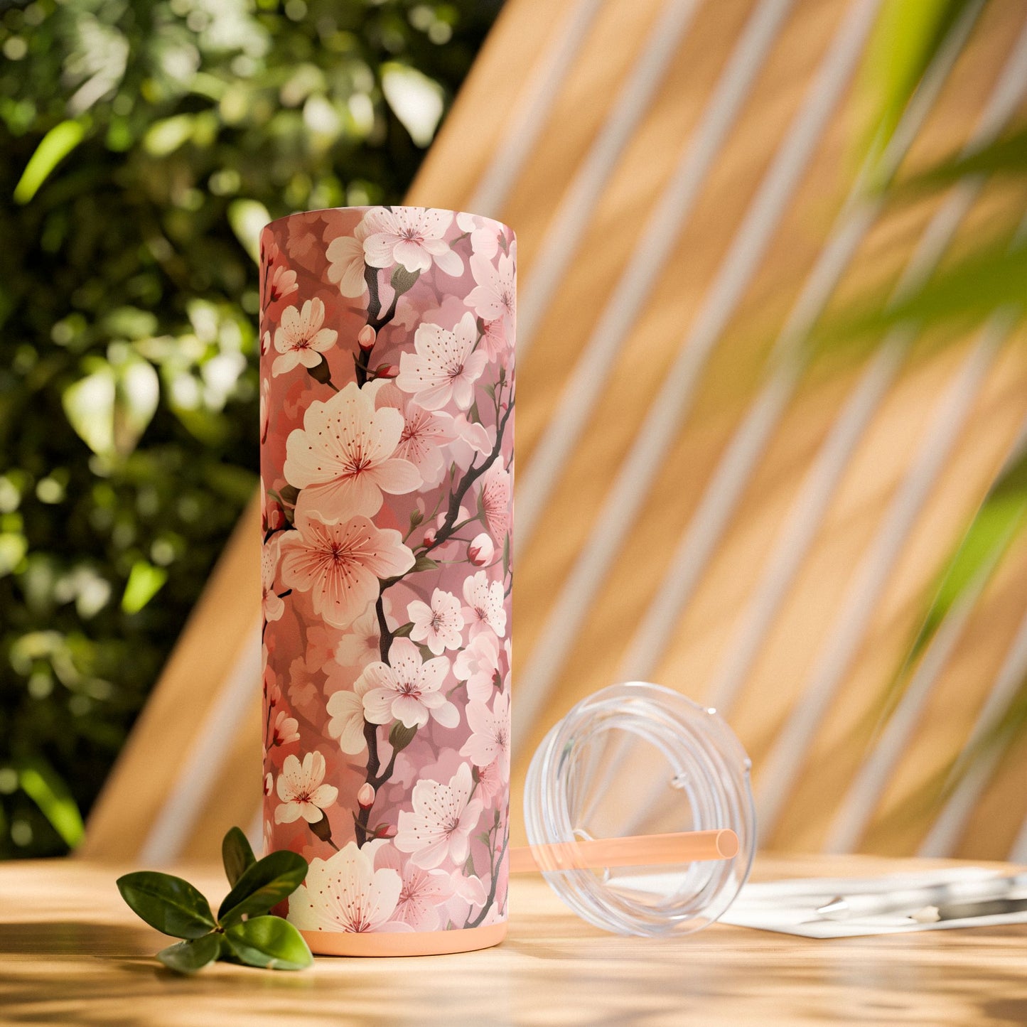 Cherry Blossom Skinny Tumbler with Straw - 20oz Floral Drinkware