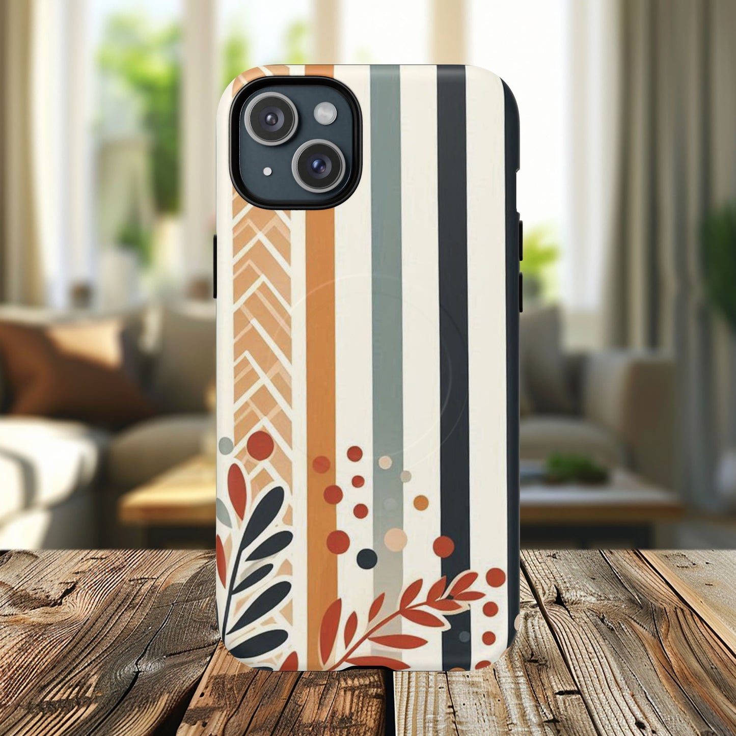 Terracotta Trails Tough Magnetic iPhone Cases for Everyday Use, Floral Patterned Stability Case, Gift for Her, Durable iPhone Accessory.