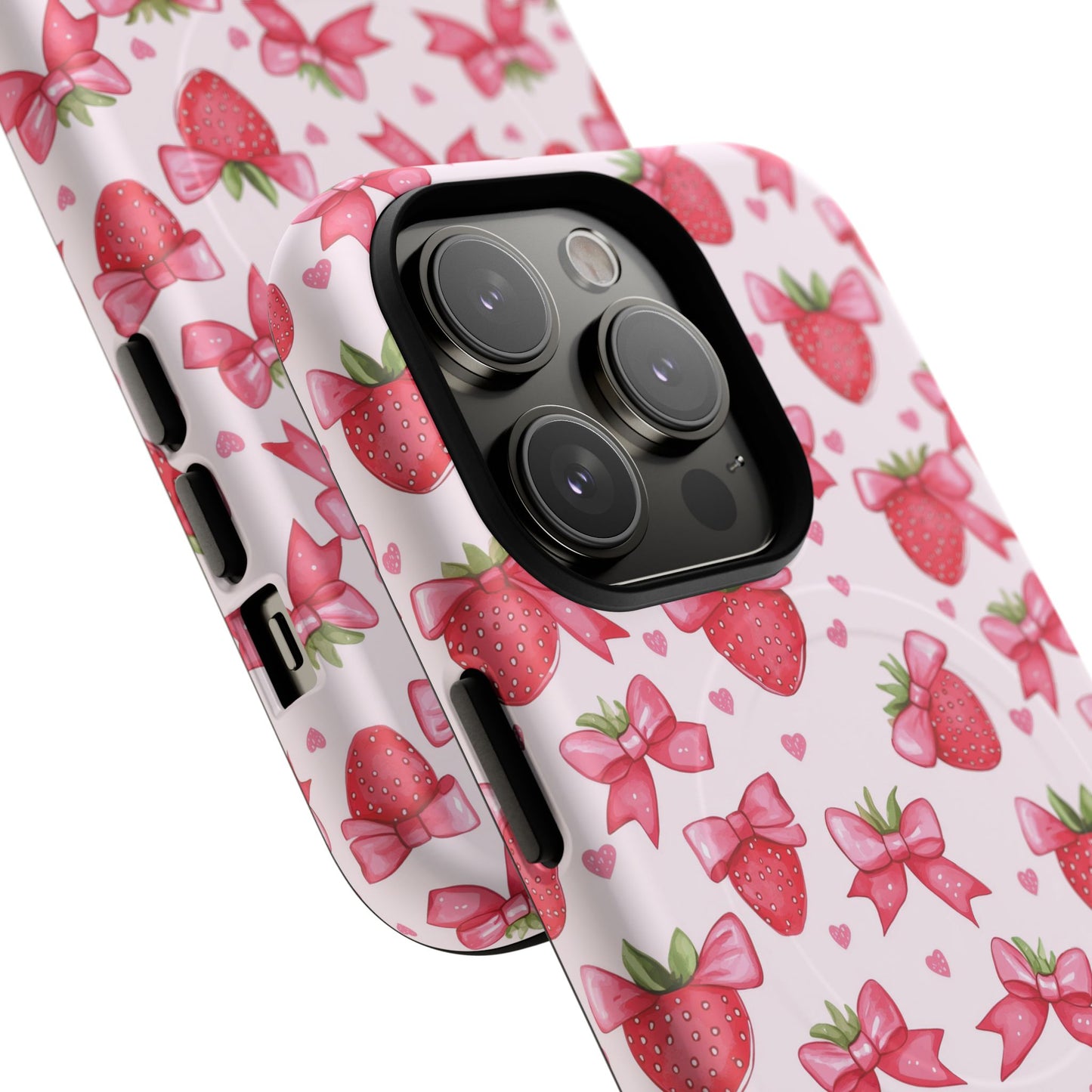 Strawberry Coquette Sweetheart Magnetic iPhone Case, Cute iPhone Cover, Gift for Her, Floral Tech Accessory, Stylish Protection, Mother's Day Gift