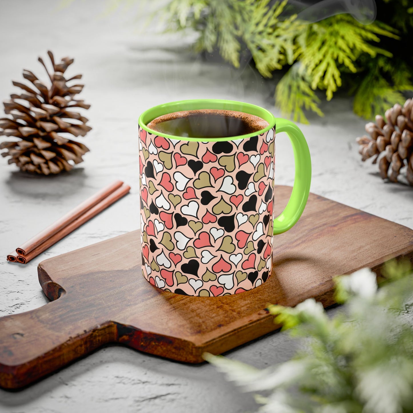 Heart Patterned Coffee Mug - Colorful Love Design, Perfect for Gifts & Celebrations