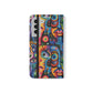 Psychedelic Visions Vibrant Art Flip iPhone and Samsung Phone Case - Colorful Faces Design for Phone Protection
