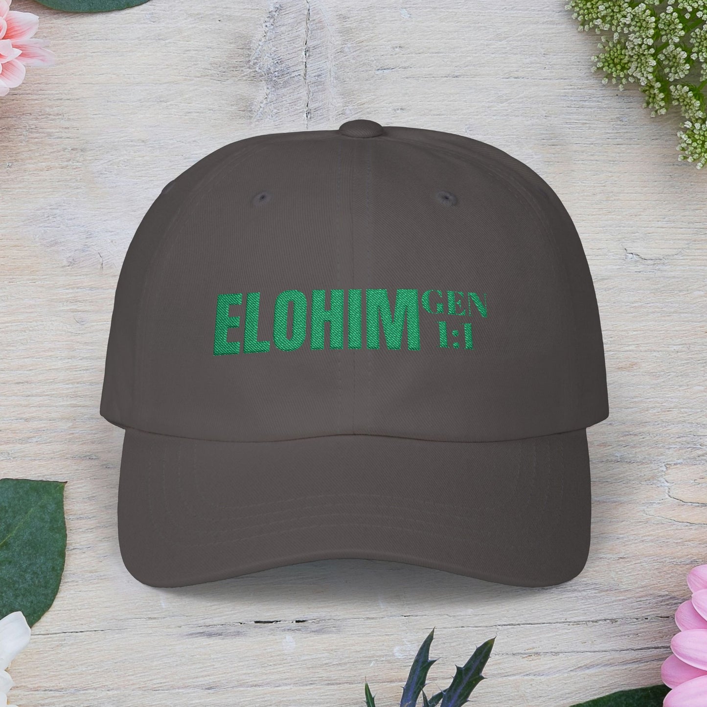 Classic Embroidery Dad Cap with 'ELOHIM, GENESIS 1:1' - Faith-Based Hat, Casual Wear, Gift for Dad, Christian Accessory, Summer Fashion