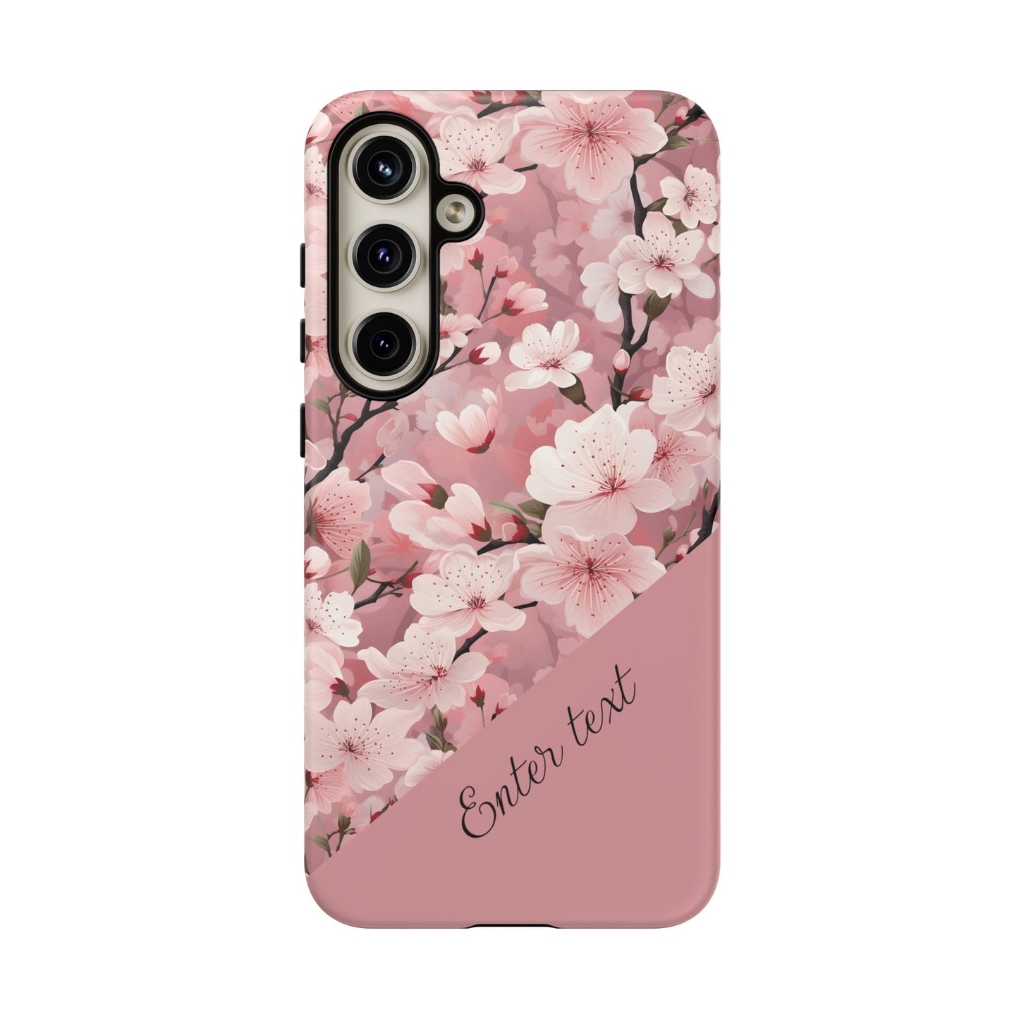 Personalized Cherry Blossom Tough Phone Case — Pink Floral Protective Case for Samsung & Google