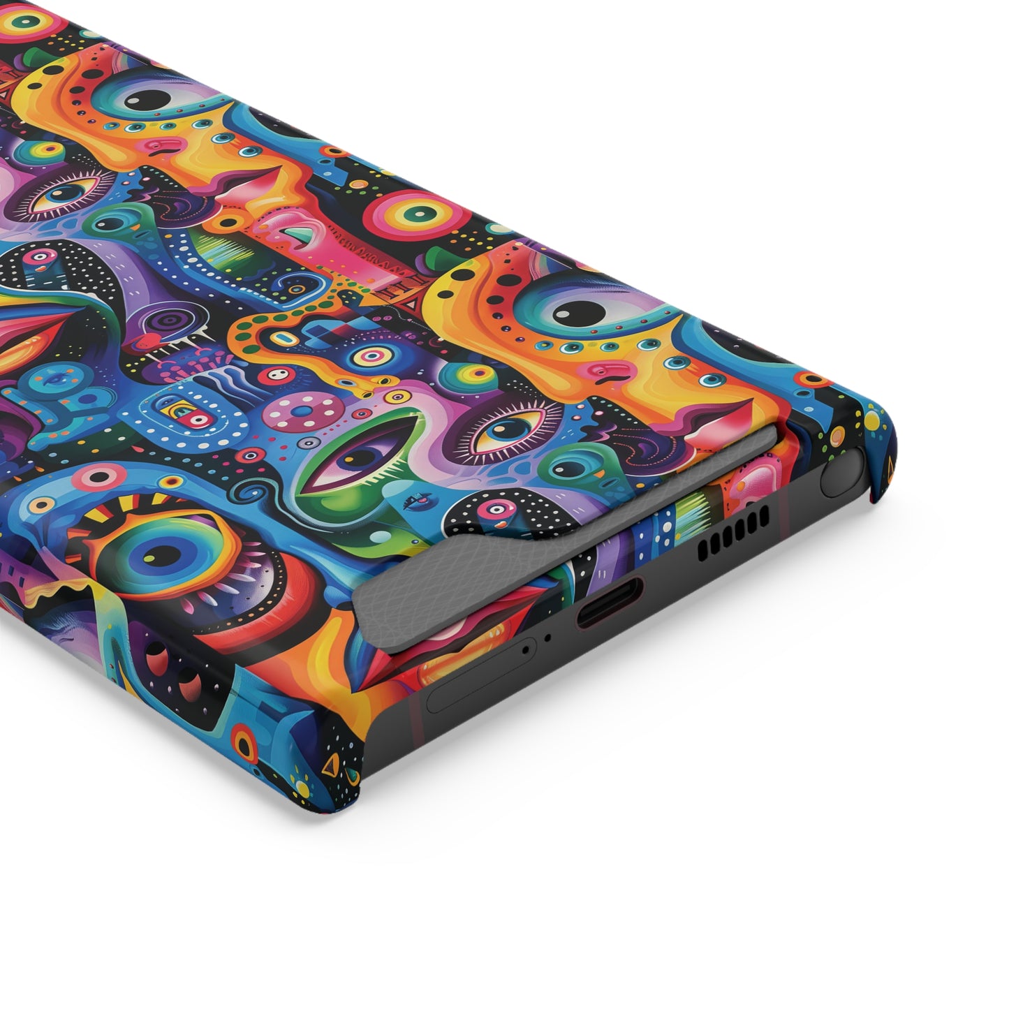 Psychedelic Visions Phone Case with Card Holder - Colorful and Stylish Design for Creatives
