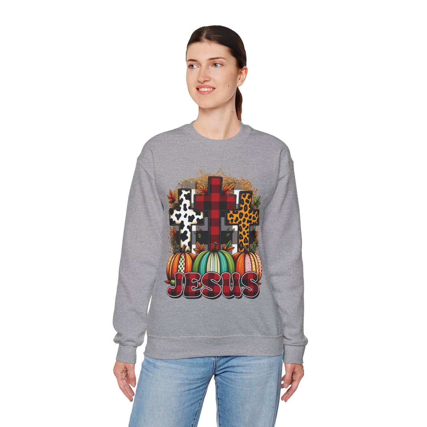 Faithful Harvest Cross Unisex Heavy Blend™ Crewneck Sweatshirt