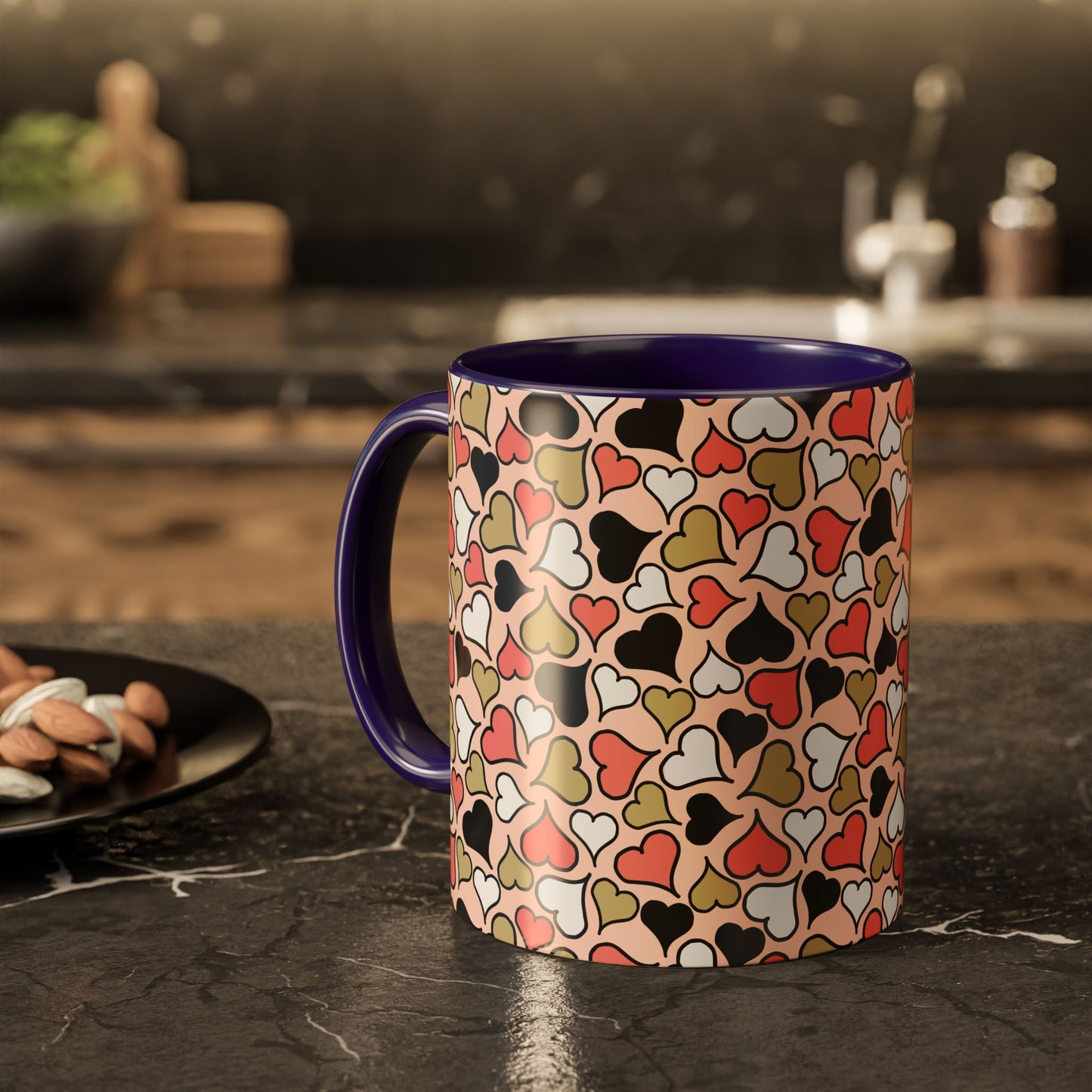 Heart Patterned Coffee Mug - Colorful Love Design, Perfect for Gifts & Celebrations