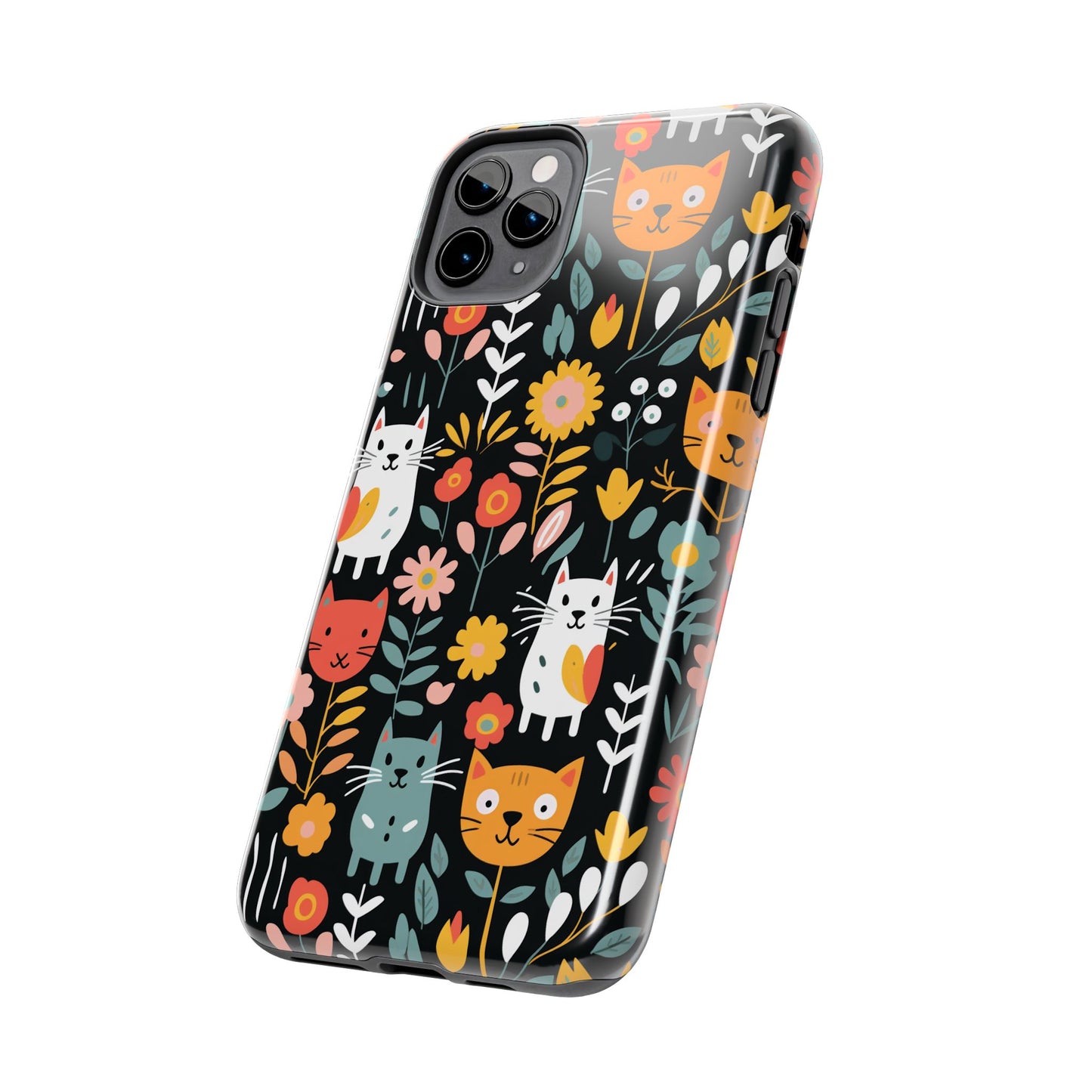 Whimsical Feline Garden iPhone and Samsung Tough Phone Cases