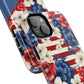 Personalized Stars, Stripes & Petals Tough Magnetic MagSafe Case, Patriotic Cover, Floral Design, Durable Protection, Gift for Her, Summer Vibes