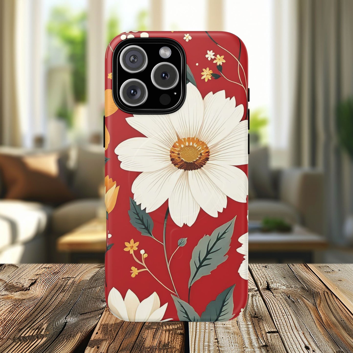 Floral Fusion Tough Magnetic Phone Case | Flower Design, Durable Protective Cover, Gift for Her, Spring Style, Unique Phone Accessory.