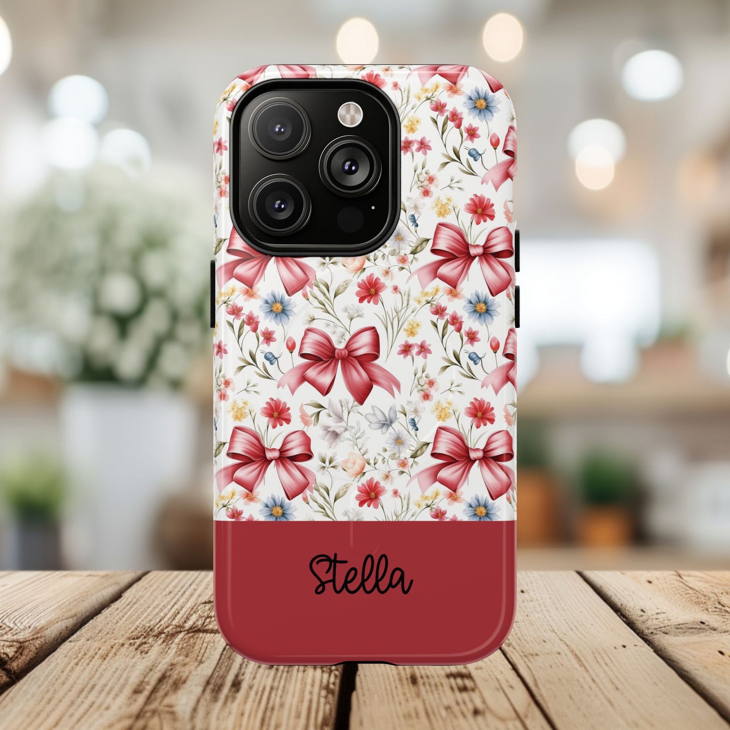 Personalized Rosette Coquette Floral Phone Case - Tough MagSafe® Magnetic Cases, Protective Cover, Stylish Tech Accessory, Gifts for Her