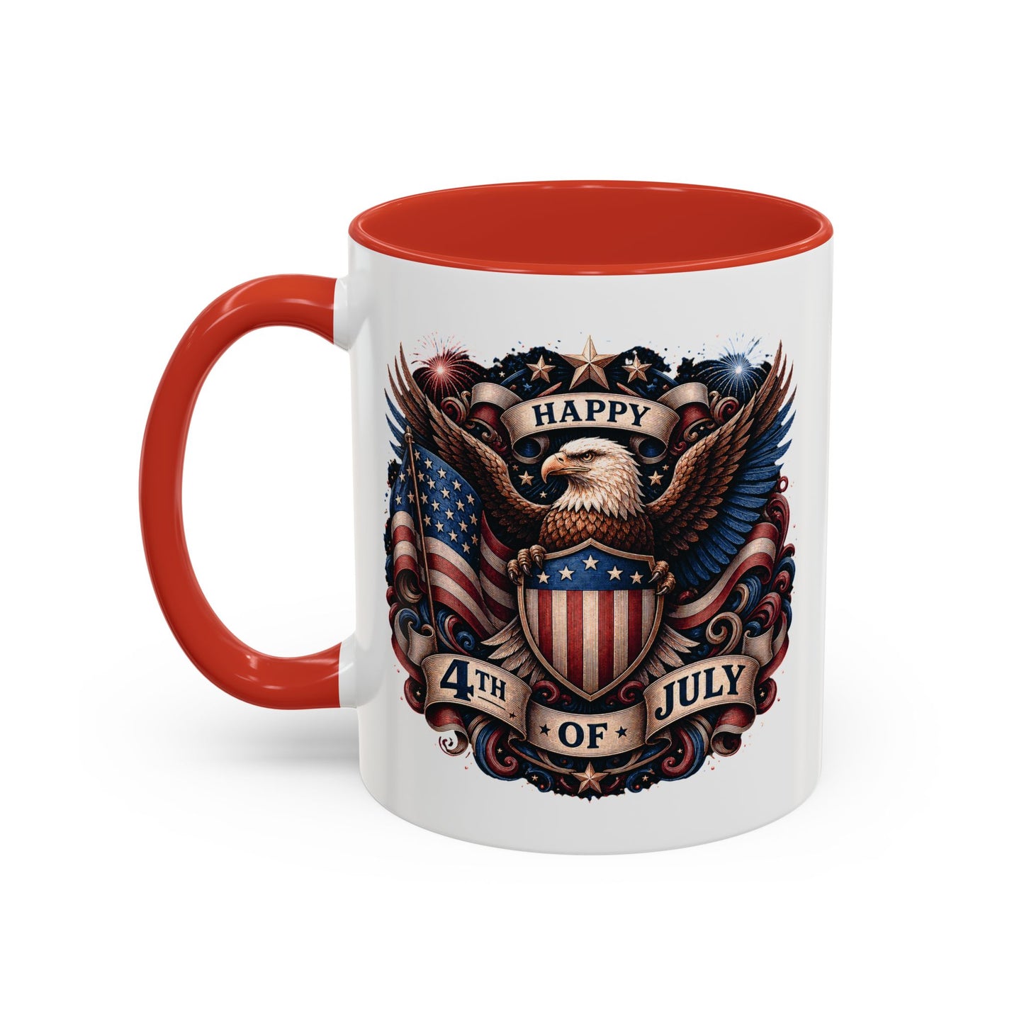 4th of July Eagle Coffee Mug — Patriotic American Flag Accent Mug (11/15oz)