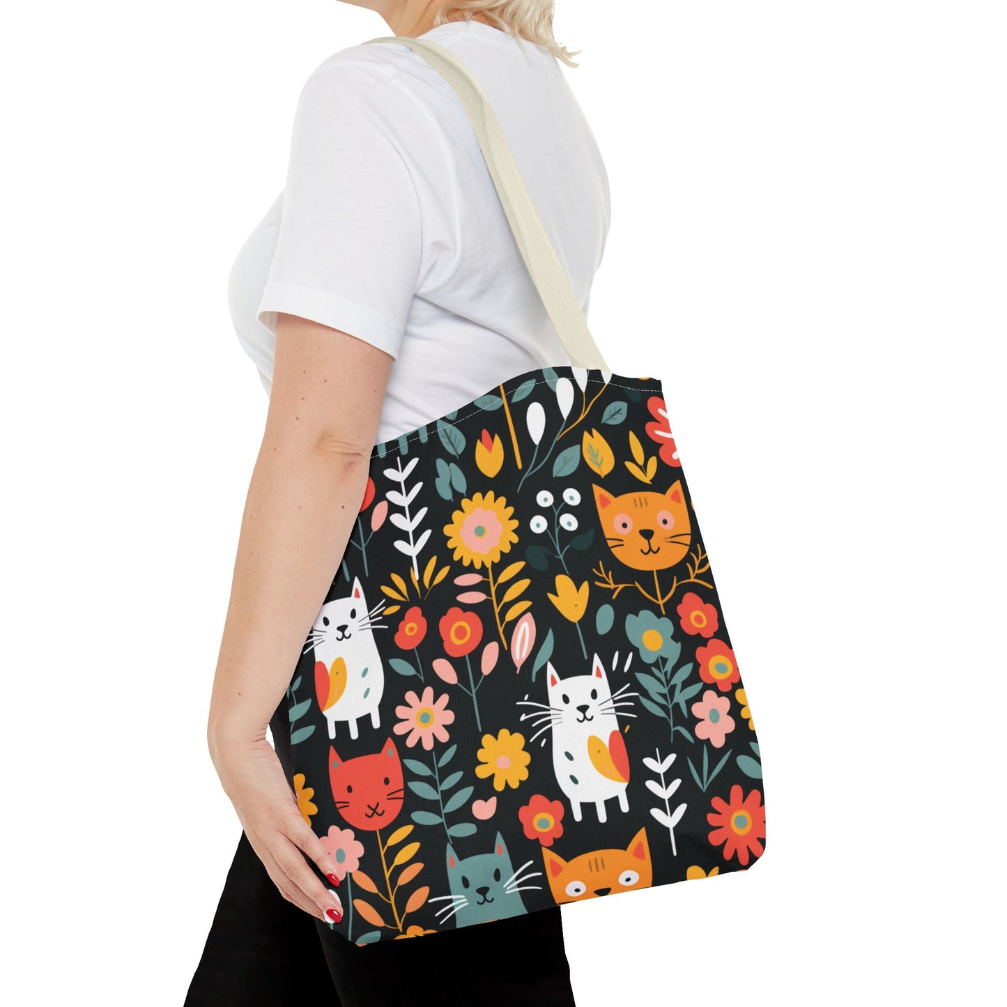 Whimsical Feline Garden Tote Bag (AOP)