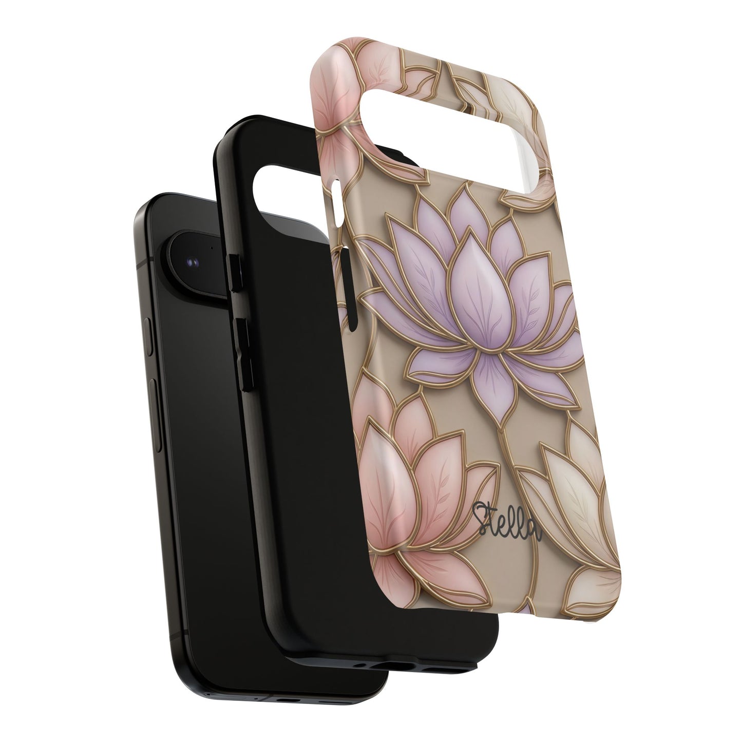 Personalized Lotus Floral Stained Glass Effect Tough Phone Case