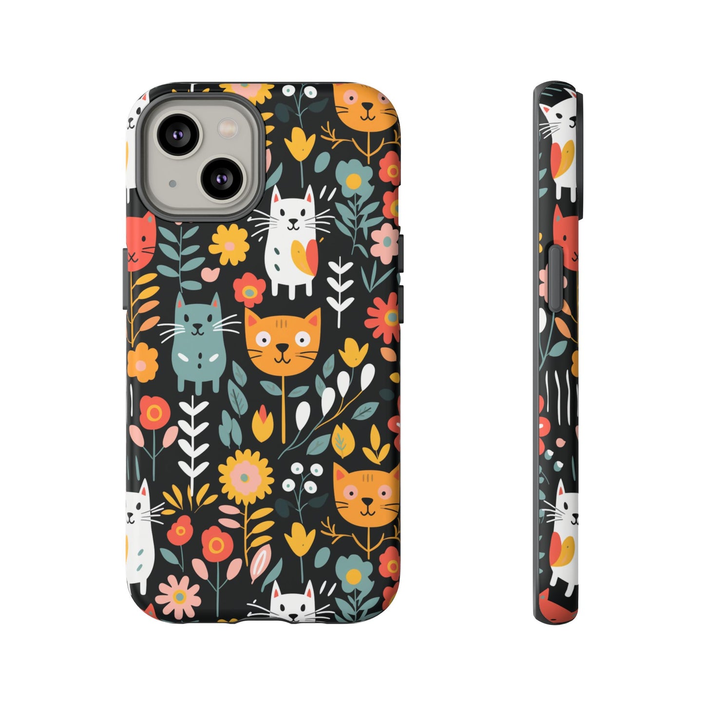 Whimsical Feline Garden iPhone, Samsung or Google Pixel Tough Cases