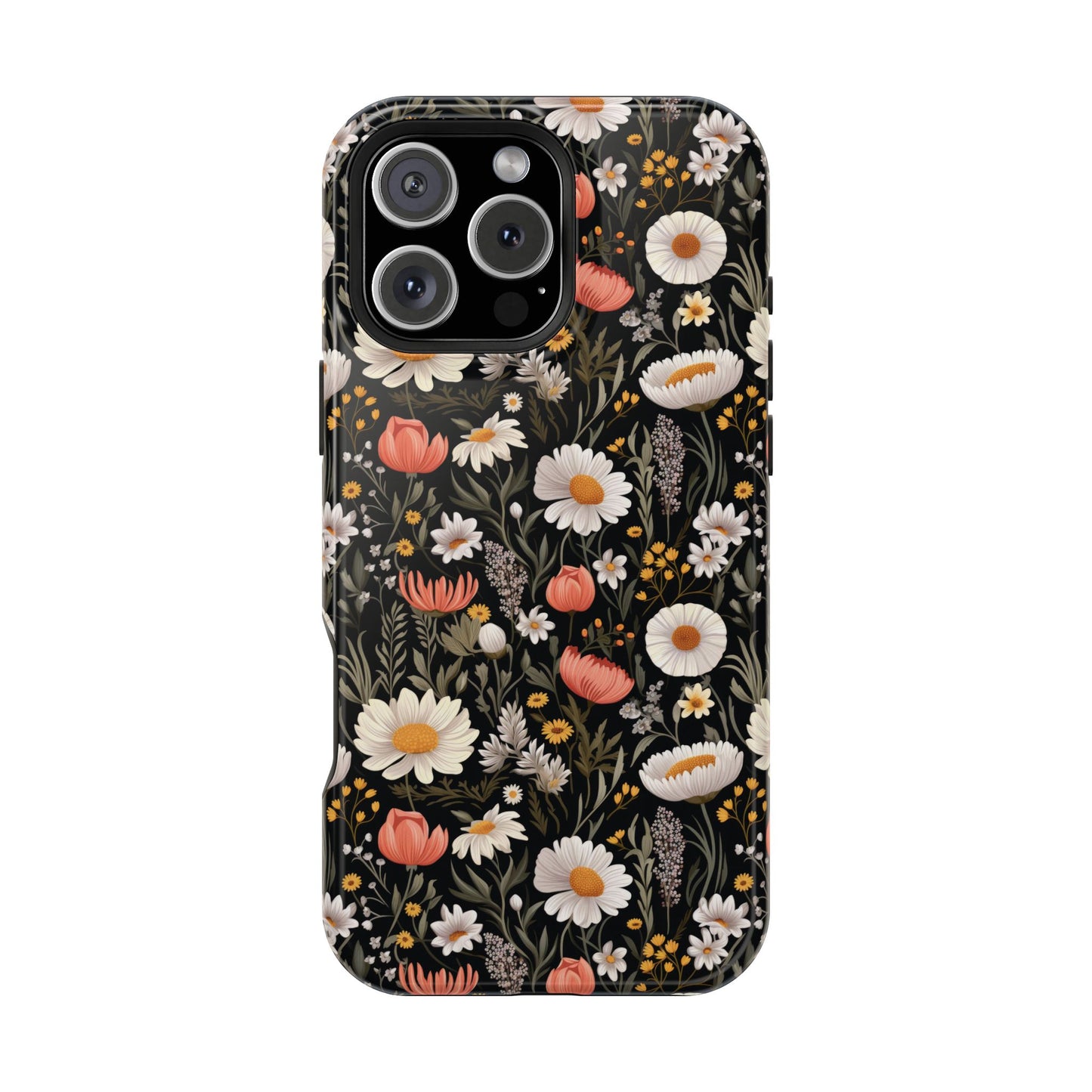 Blossom Elegance: Noir Garden Magnetic Tough iPhone Cases