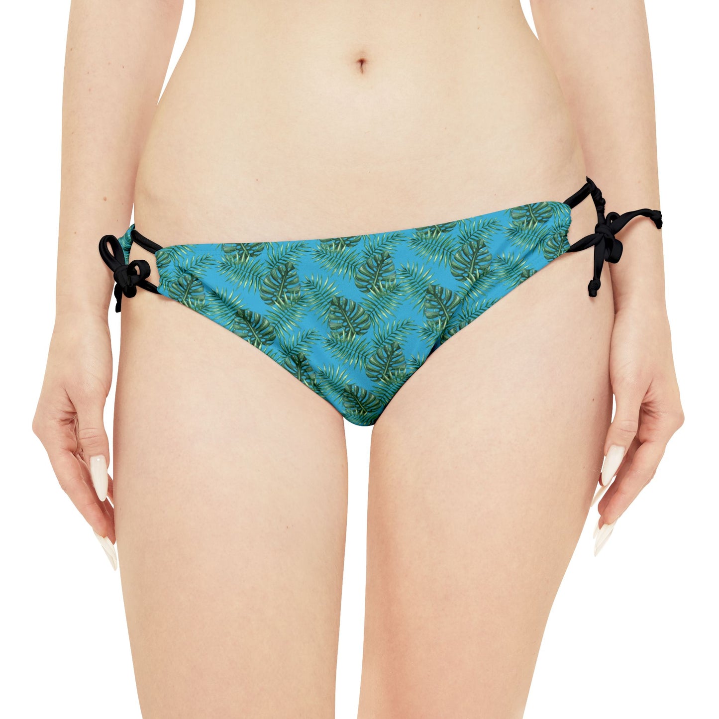 Blue Tropical Bliss Loop Tie Side Bikini Bottom (AOP)