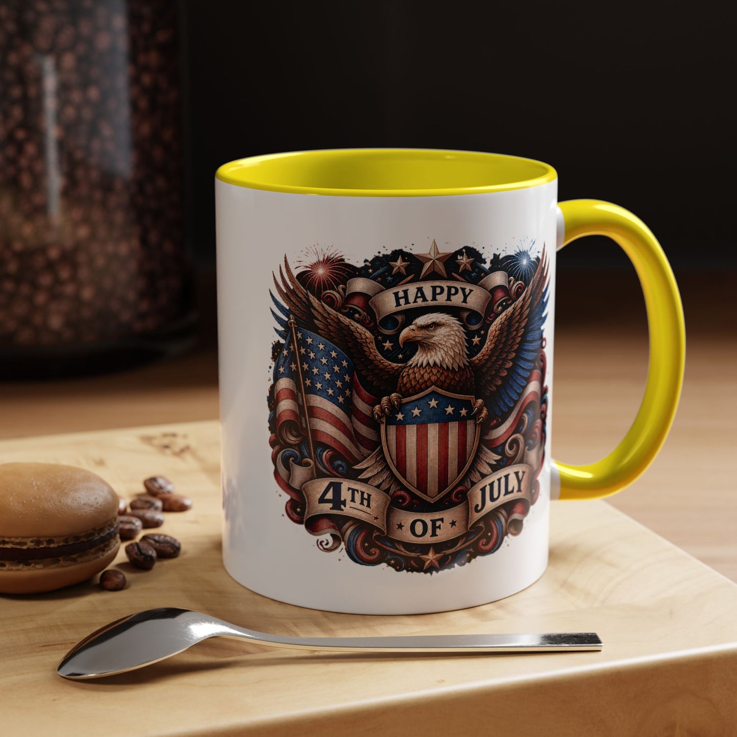 4th of July Eagle Coffee Mug — Patriotic American Flag Accent Mug (11/15oz)