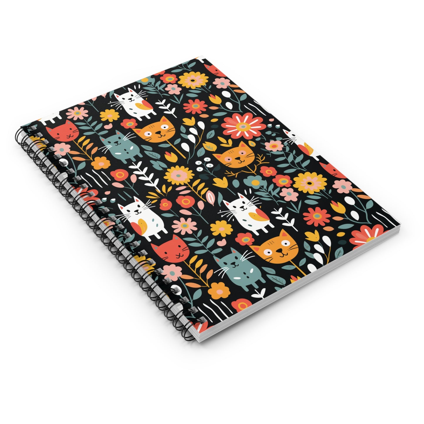 Whimsical Feline Garden Spiral Notebook - Ruled Line (PY)