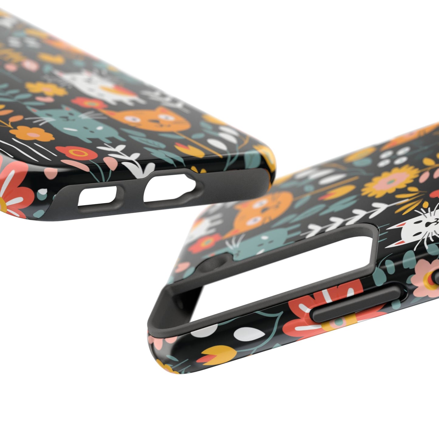 Whimsical Feline Garden iPhone and Samsung Tough Phone Cases,