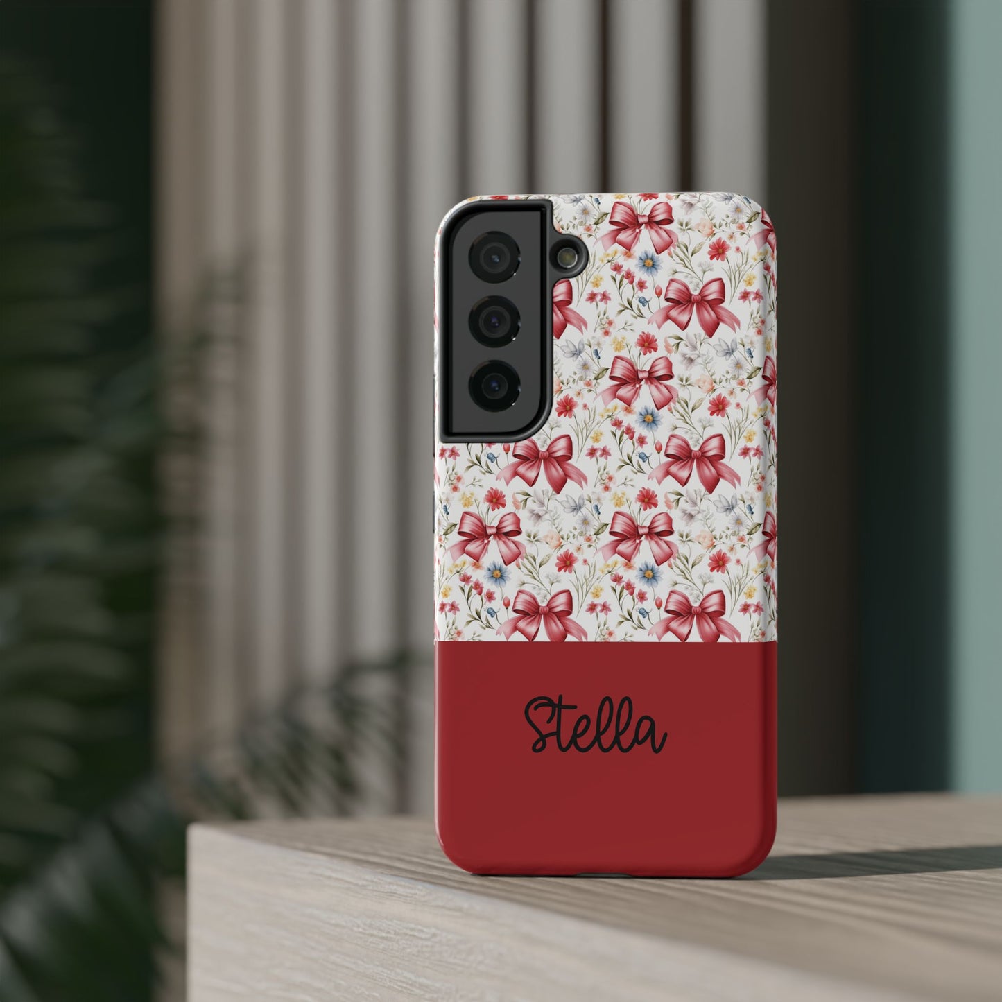 Personalized Rosette Coquette Floral Bow iPhone and Samsung Impact-Resistant Case — Custom Name Case