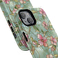 Aqua Bloom Serenity Tough iPhone Magnetic Cases, Cute Flower Design, Stylish Protection, Gift for Her, Trendy Accessories, iPhone MagSafe Accessory.