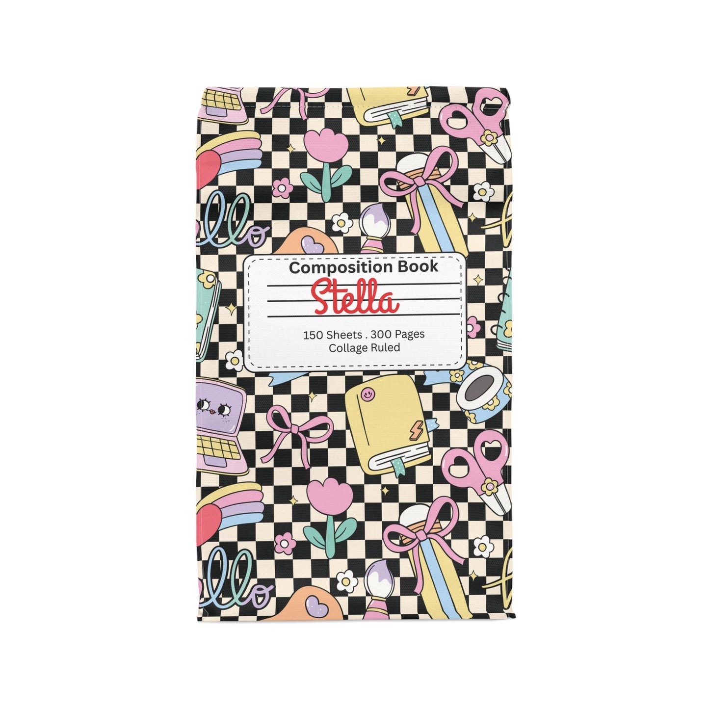 Custom Black Doodle Daydream Composition Book Inspired Stylish Polyester Lunch Box for Kids - Perfect for School, Picnics, or Snacks | Personalized ABC Design, Back to School, Family [...]
