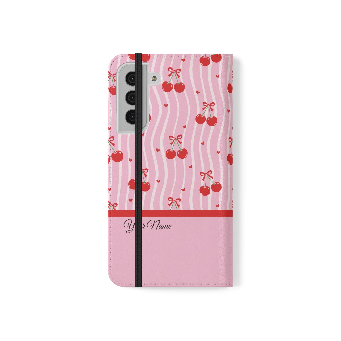 Personalized Cherry Blossom Dreams Flip iPhone and Samsung Cases — Wallet Folio with Name & Affirmation.