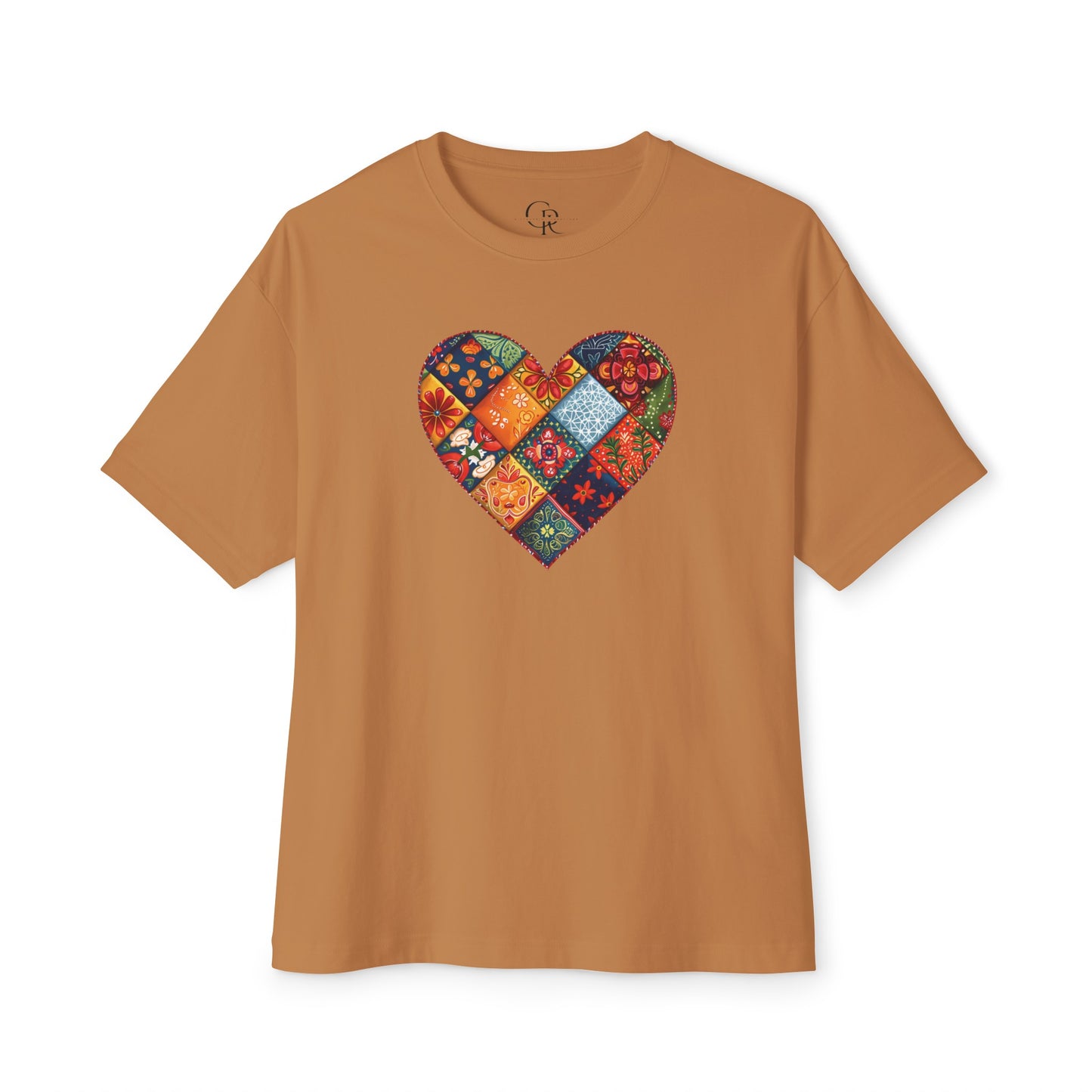 Patchwork Hearts Unisex Oversized Bella Canvas Boxy Tee