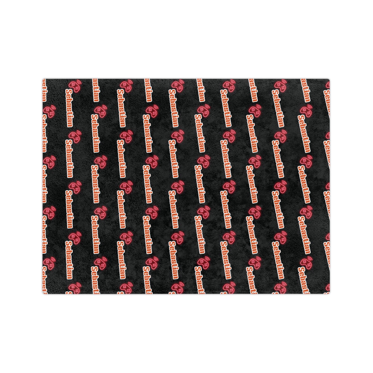 Personalized Name Velveteen Microfiber Blanket — Black Patterned ‘Smile’ Script Cozy Throw