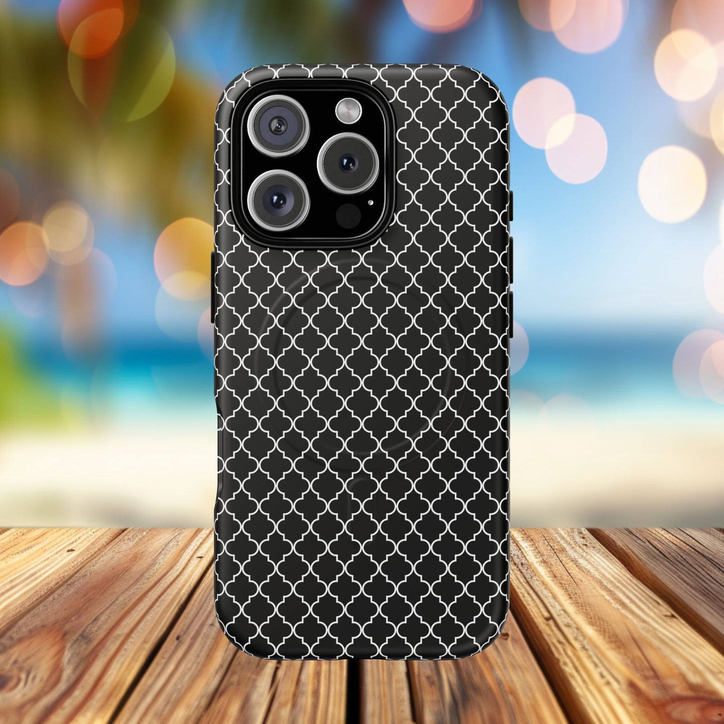 Noir Mosaic Tough iPhone Magnetic Case, Geometric Patterned Case, Durable iPhone Cover, Unique Tech Accessories, Perfect Gift for Him/Her