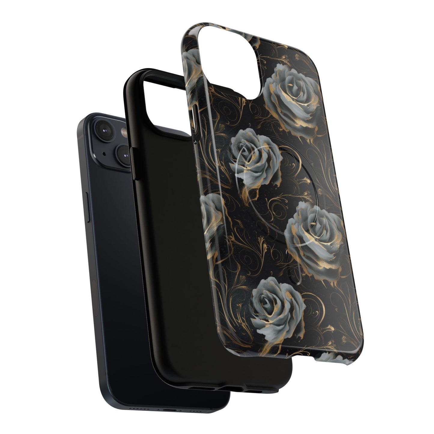 Midnight Bloom Tough iPhone Magnetic Cases,  iPhone 14, iPhone 15, iPhone 16, Pro, Pro Max, Plus MagSafe Case, Protective Tech Accessories, Gift for Her, Floral Design