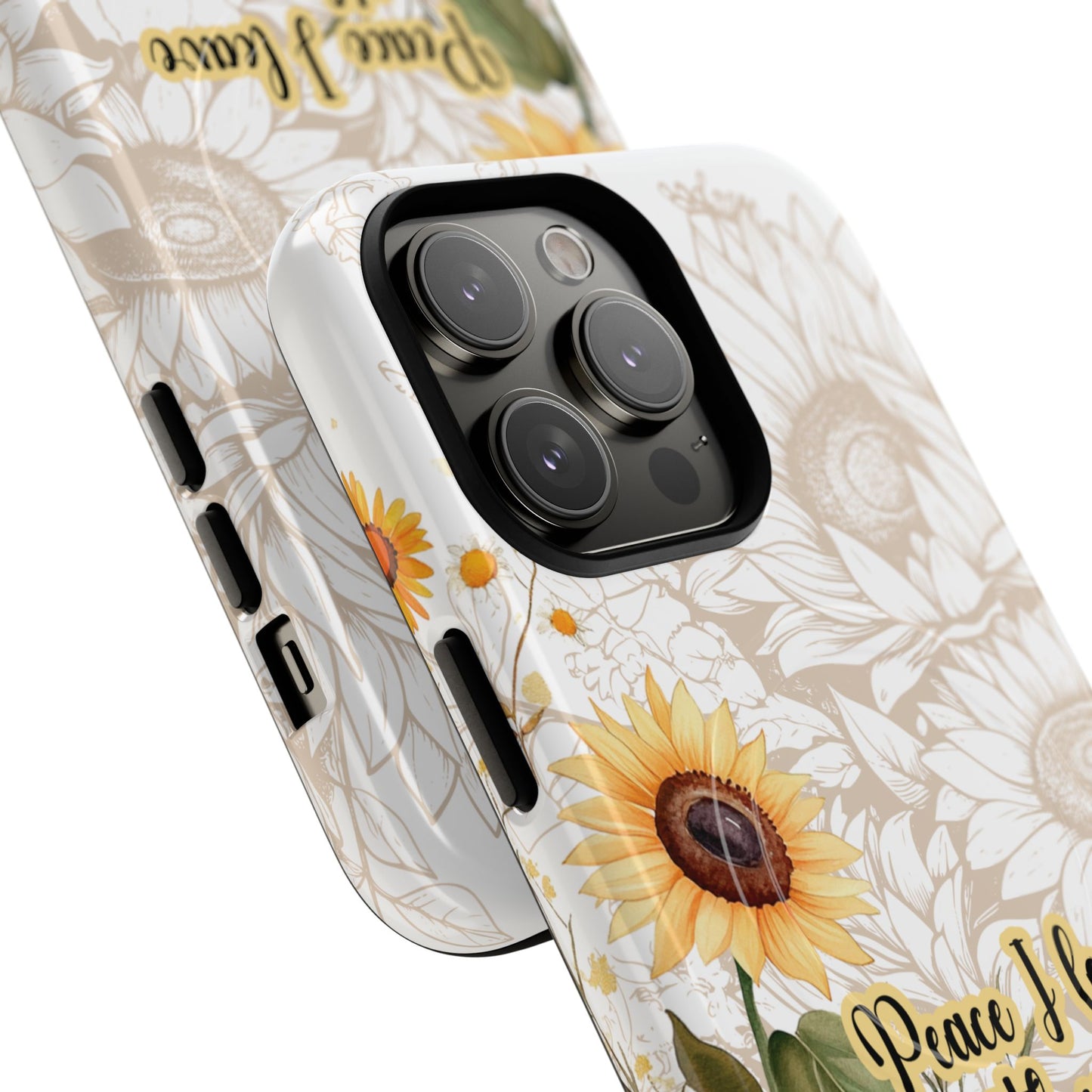 Peace I Leave with You John 14:27,  Inspirational Gift, Tough iPhone Magnetic Case  Scripture, Sunflower Bible Verse, MagSafe® iPhone® Tough Case, iPhone 14, iPhone 15, iPhone 16, Pro, Pro Max, Plus