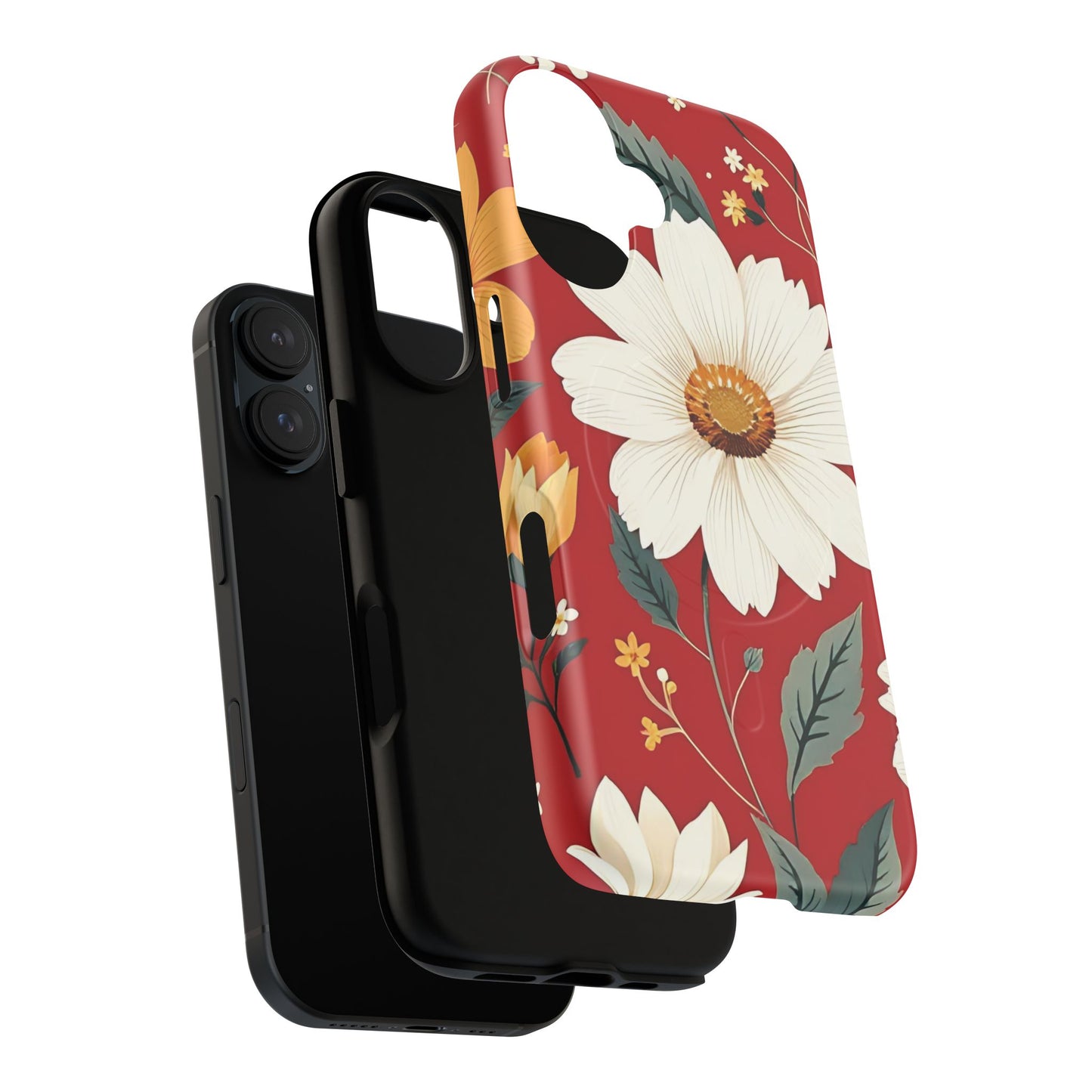 Floral Fusion Tough Magnetic Phone Case | Flower Design, Durable Protective Cover, Gift for Her, Spring Style, Unique Phone Accessory.