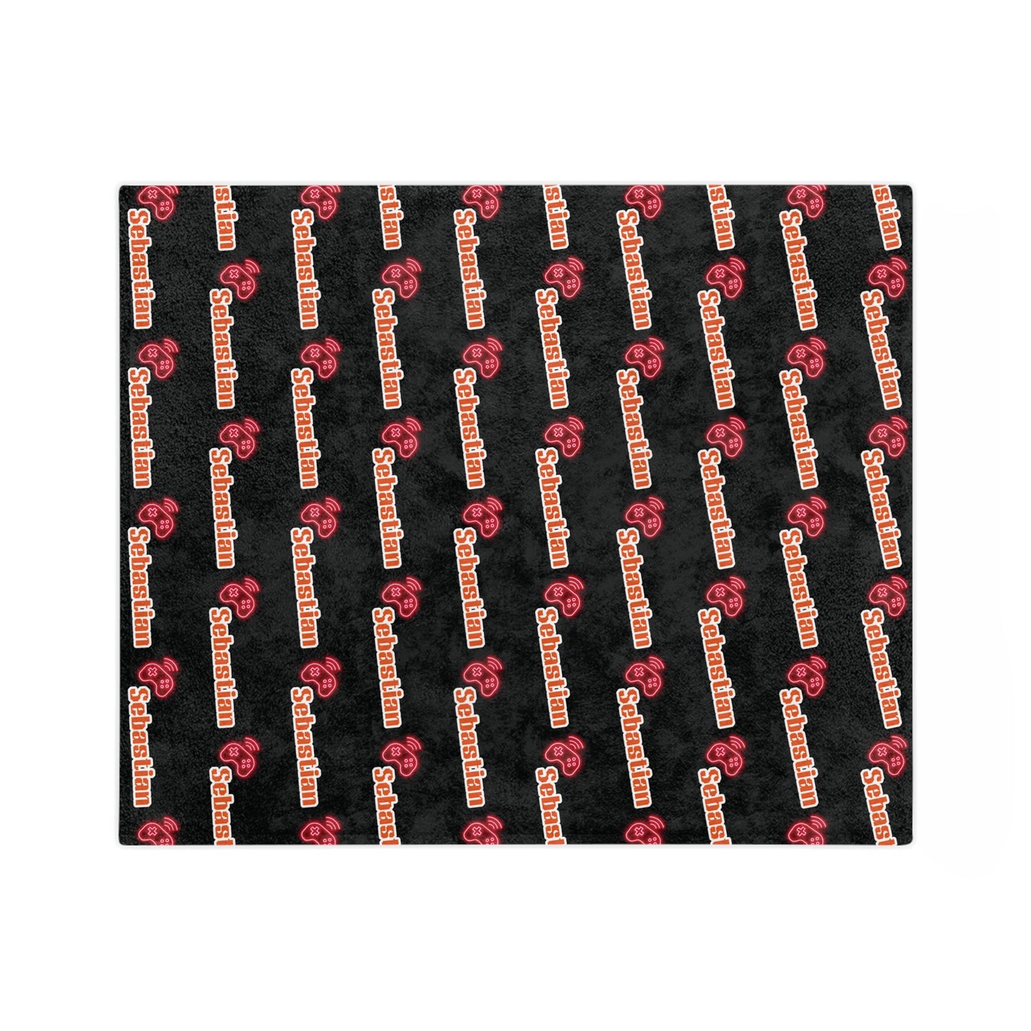 Personalized Name Velveteen Microfiber Blanket — Black Patterned ‘Smile’ Script Cozy Throw