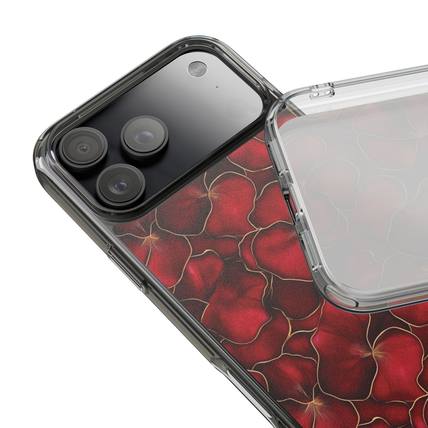 Velvet Petal Noir Floral Petal Clear Impact-Resistant iPhone and Samsung Case.