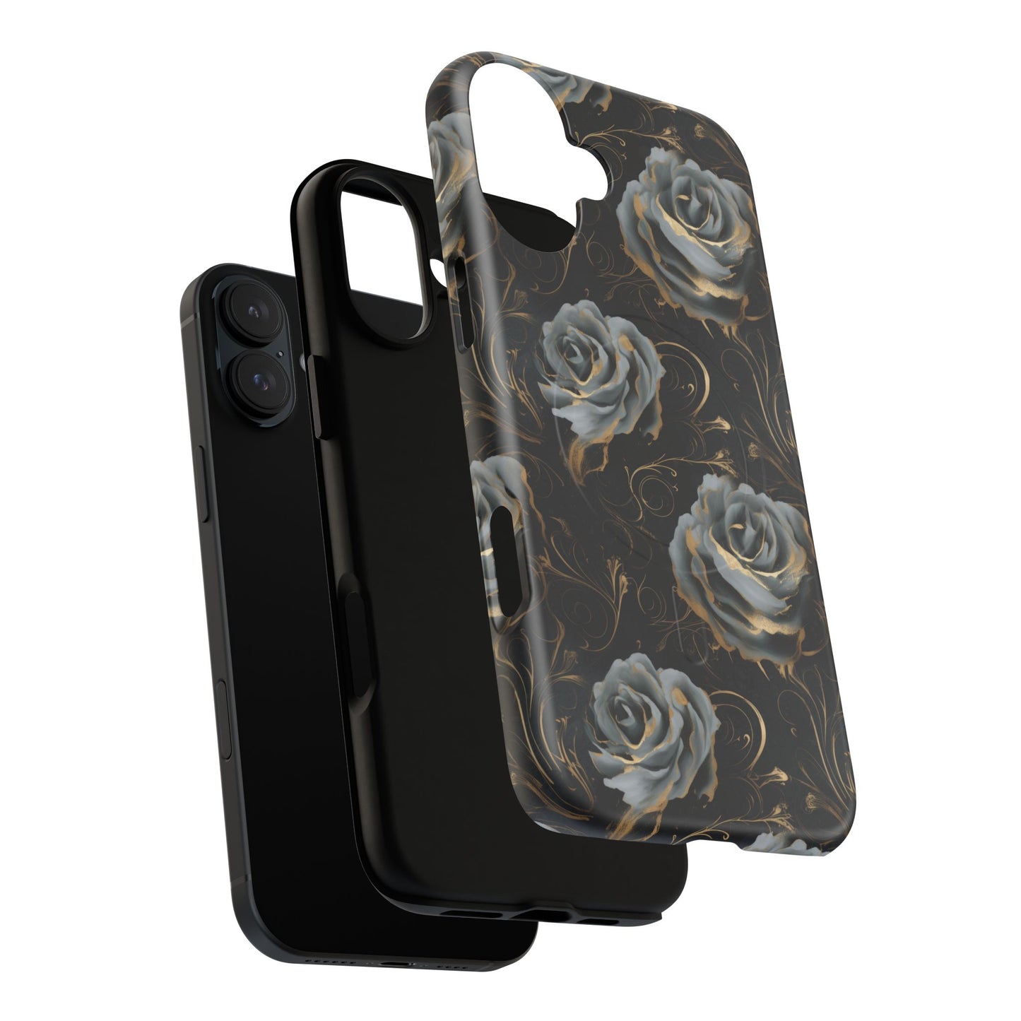 Midnight Bloom Tough iPhone Magnetic Cases,  iPhone 14, iPhone 15, iPhone 16, Pro, Pro Max, Plus MagSafe Case, Protective Tech Accessories, Gift for Her, Floral Design