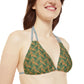Brown Tropical Bliss Strappy Triangle Bikini Top (AOP)- (PY)