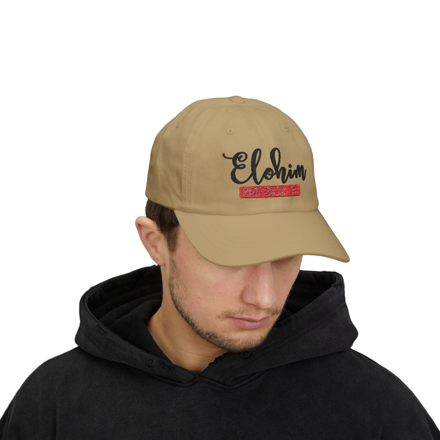 Classic Embroidery Dad Cap with 'ELOHIM, GENESIS 1:1' - Faith-Based Hat, Casual Wear, Gift for Dad, Christian Accessory, Summer Fashion
