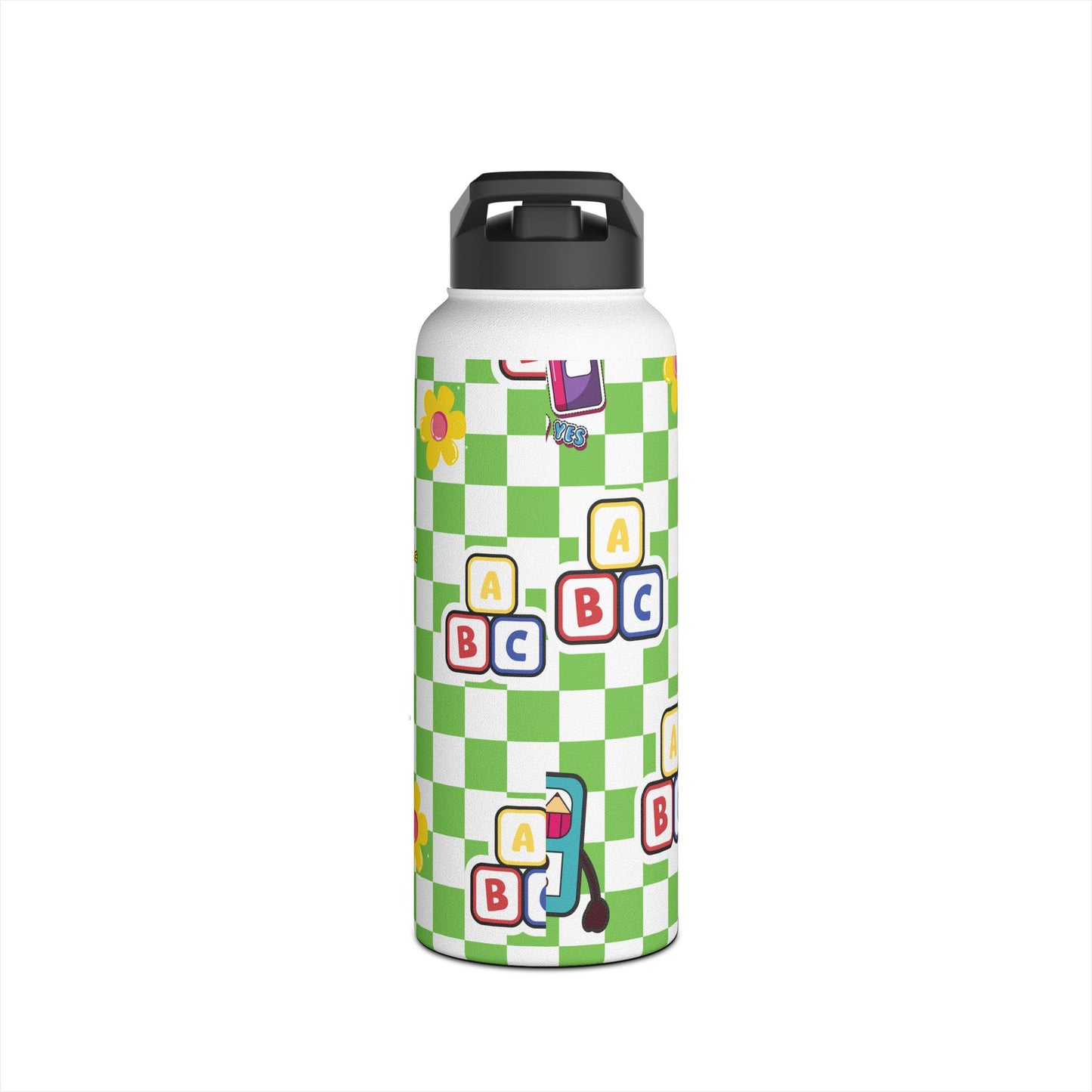 Personalized Green Schoolyard Chic Inspired Stainless Steel Water Bottle for Kids, Eco-Friendly Drinkware, Back to School, Teacher Gifts