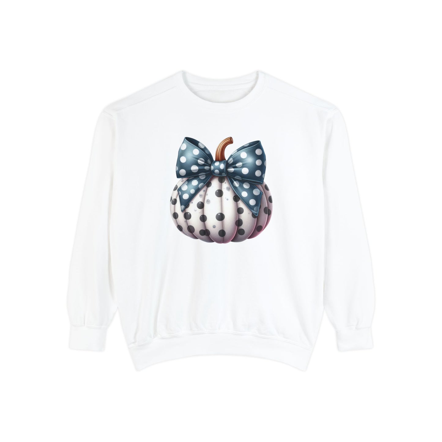 Polka Dot Pumpkin Charm Unisex Garment-Dyed Sweatshirt