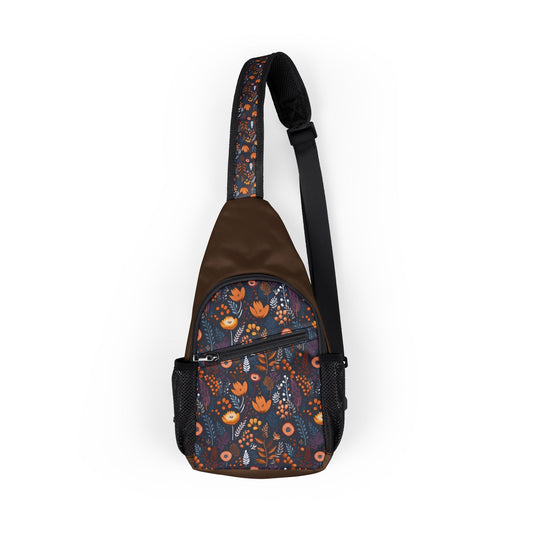 Floral Autumn Bloom Chest Bag - Stylish Sling for Outdoor Adventures, Cross Body Sling Bag, Chest Bag, Crossbody Backpack, Travel Bag