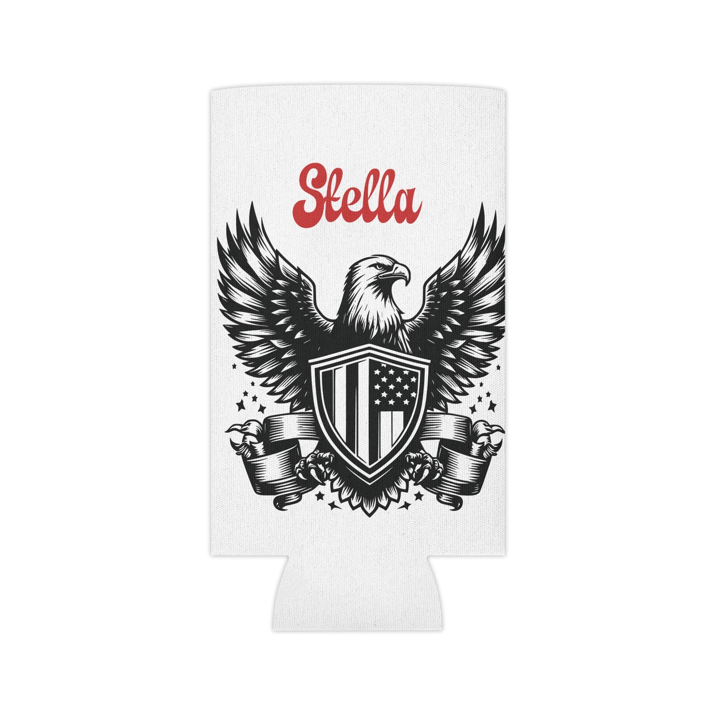 Personalized Patriotic Eagle with Shield Design Can Cooler — (Custom Name)