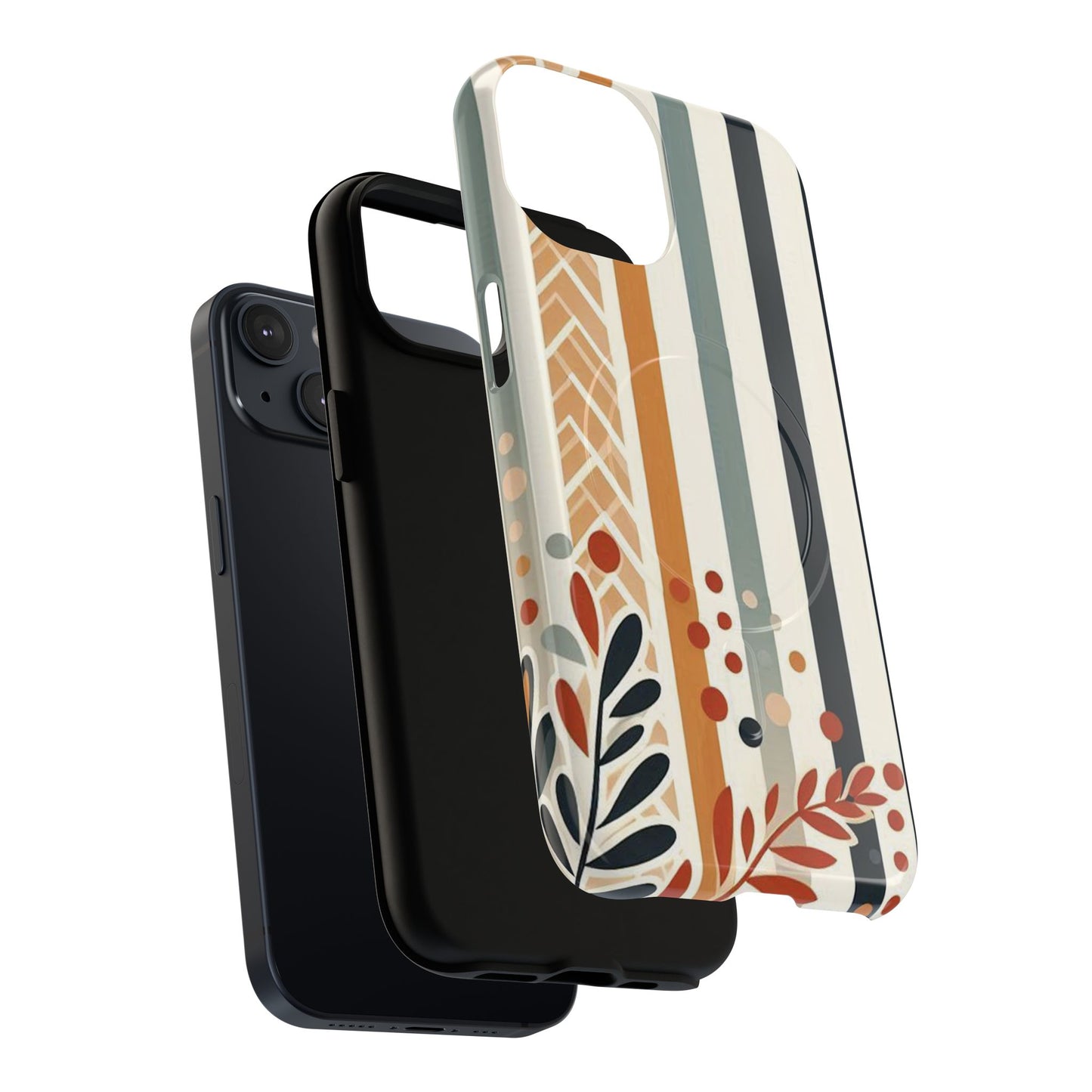 Terracotta Trails Tough Magnetic iPhone Cases for Everyday Use, Floral Patterned Stability Case, Gift for Her, Durable iPhone Accessory.