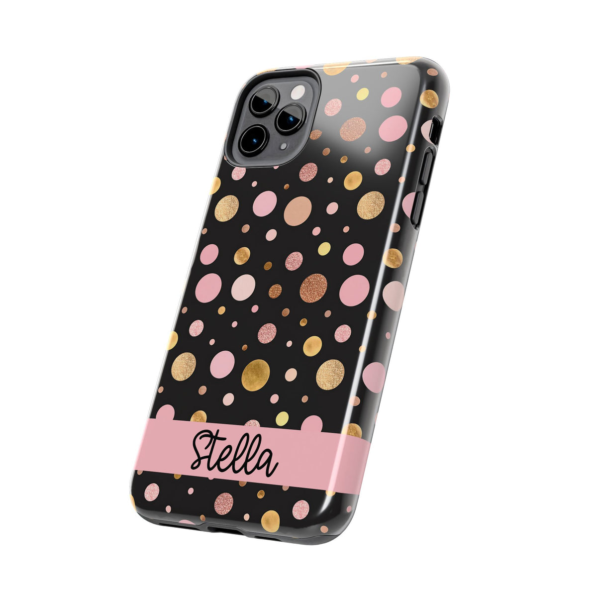 Personalized Gold & Pink Confetti Tough Phone Case — Glitter Dot Protective Phone Cover