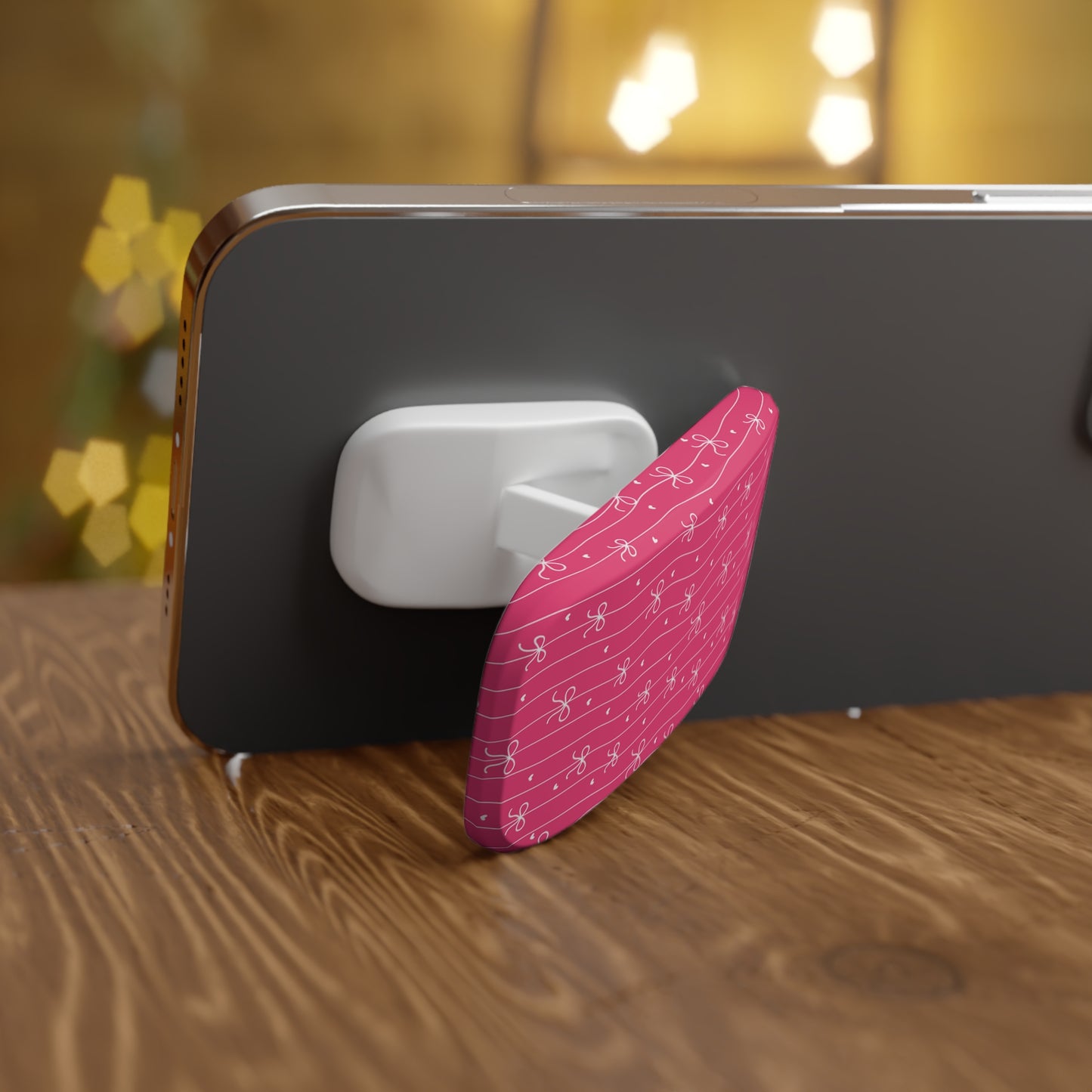 Pink Bow Coquette Phone Grip – Click-On Stand & Secure Holder